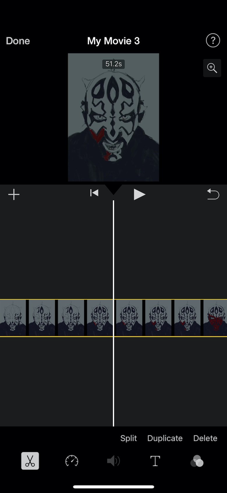 Screenshot of iMovie project with your video in center