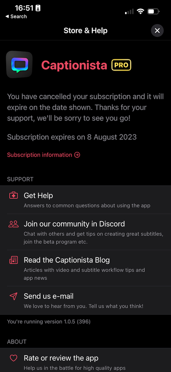 Check subscription status in Captionista
